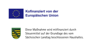 Logos der Europäischen Union und Logo des Freistaats Sachsen